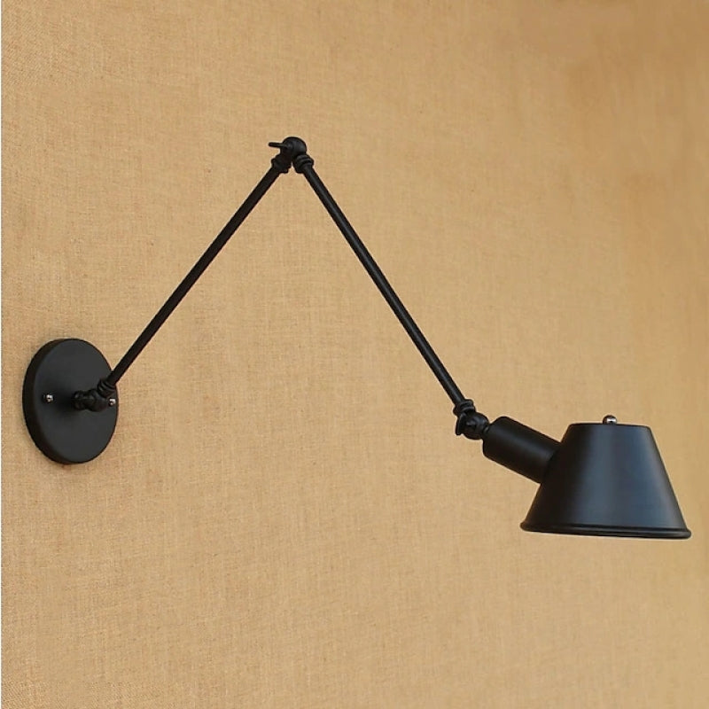 Industrial Rotatable Wall Lamp With Swing Arm In Black Rust