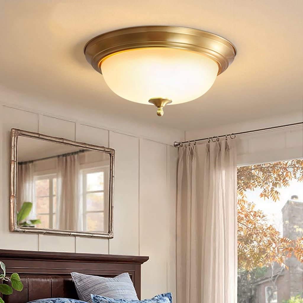 Brass Retro Flush Mount Led Ceiling Light For Living Dining Bedroom