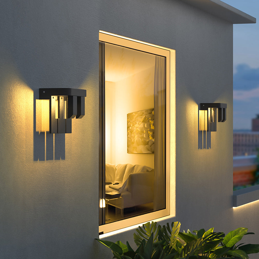Minimalist Black Metal Solar Wall Light For Garden And Yard