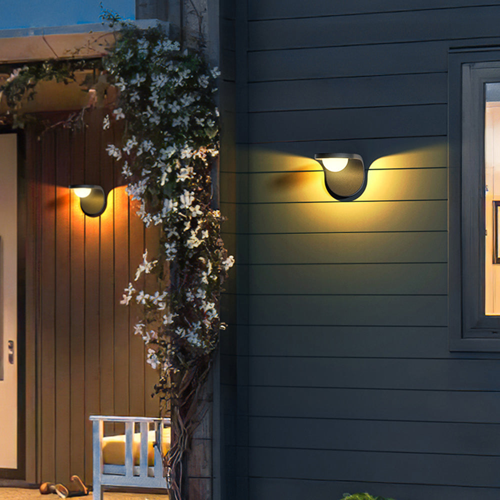 Arc Solar Outdoor Wall Lamp IP65 Black Metal Adjustable