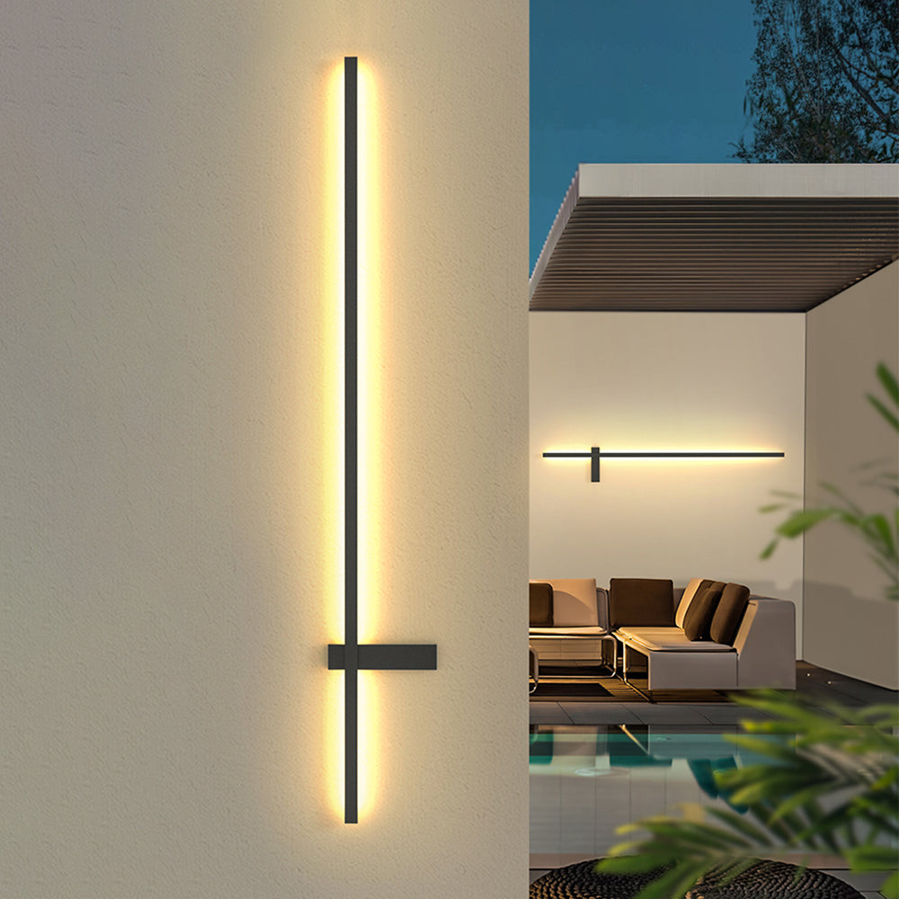 Minimalist Duo Linear Outdoor Wall Light Black