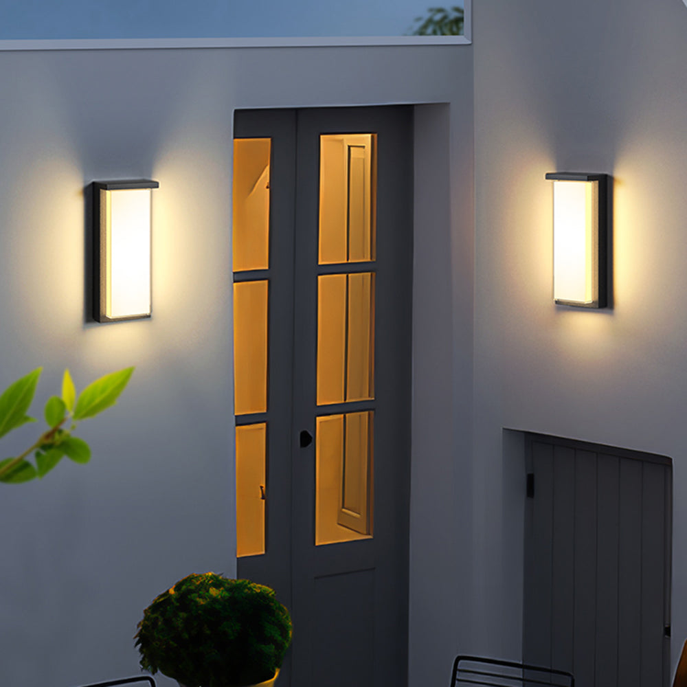 Rectangular Metal Outdoor Wall Light Black Minimalist Garden Wall Light