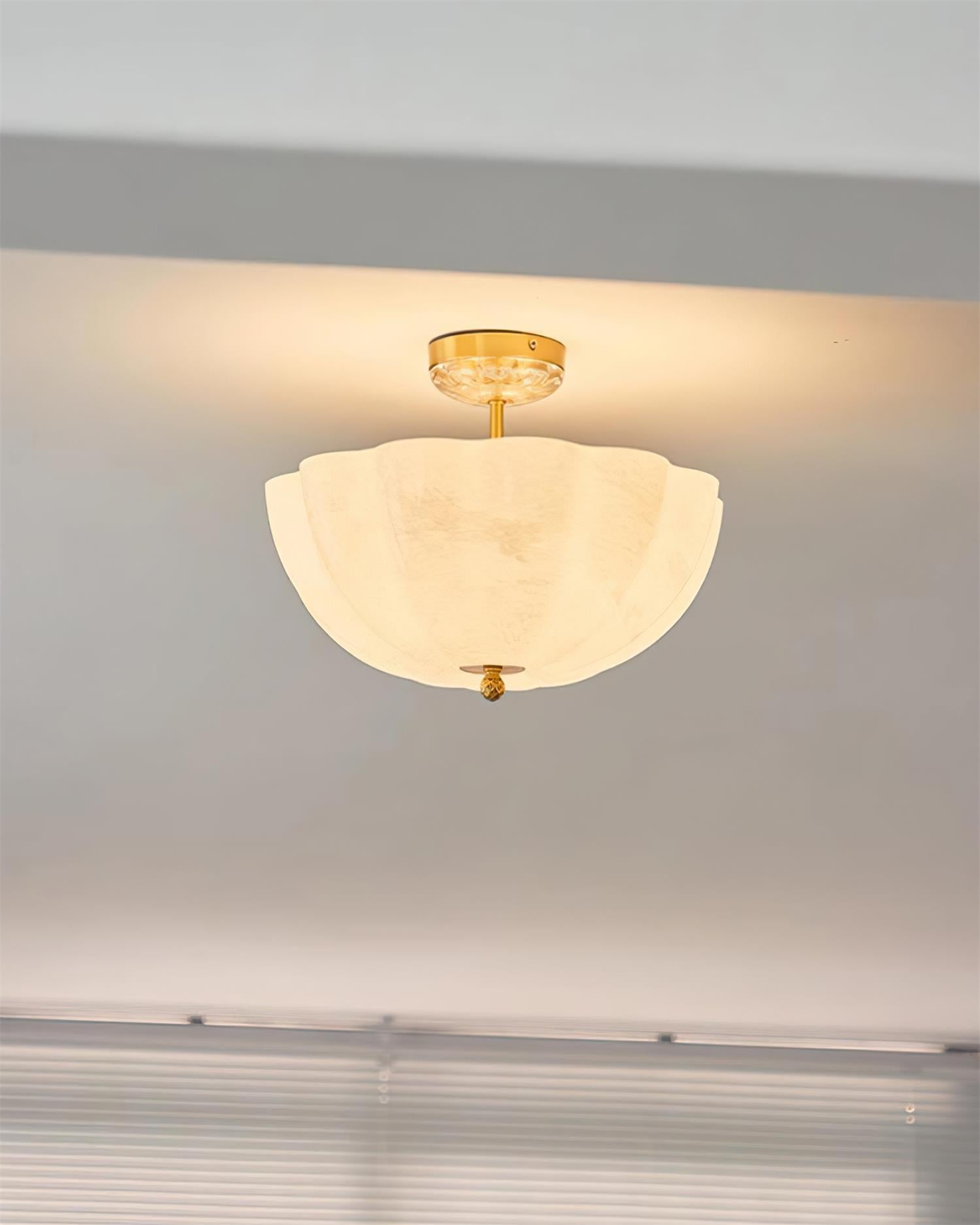 Petal Silhouette Brass And Glass Ceiling Light Modern