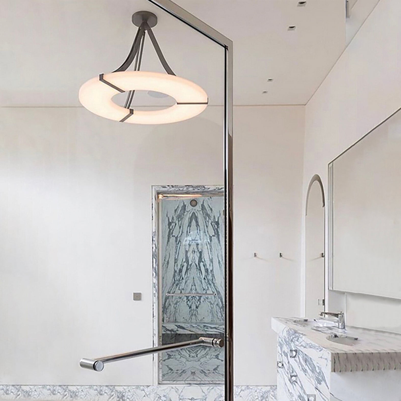 Alabaster Ring Pendant Lamp With Integrated LED Illumination