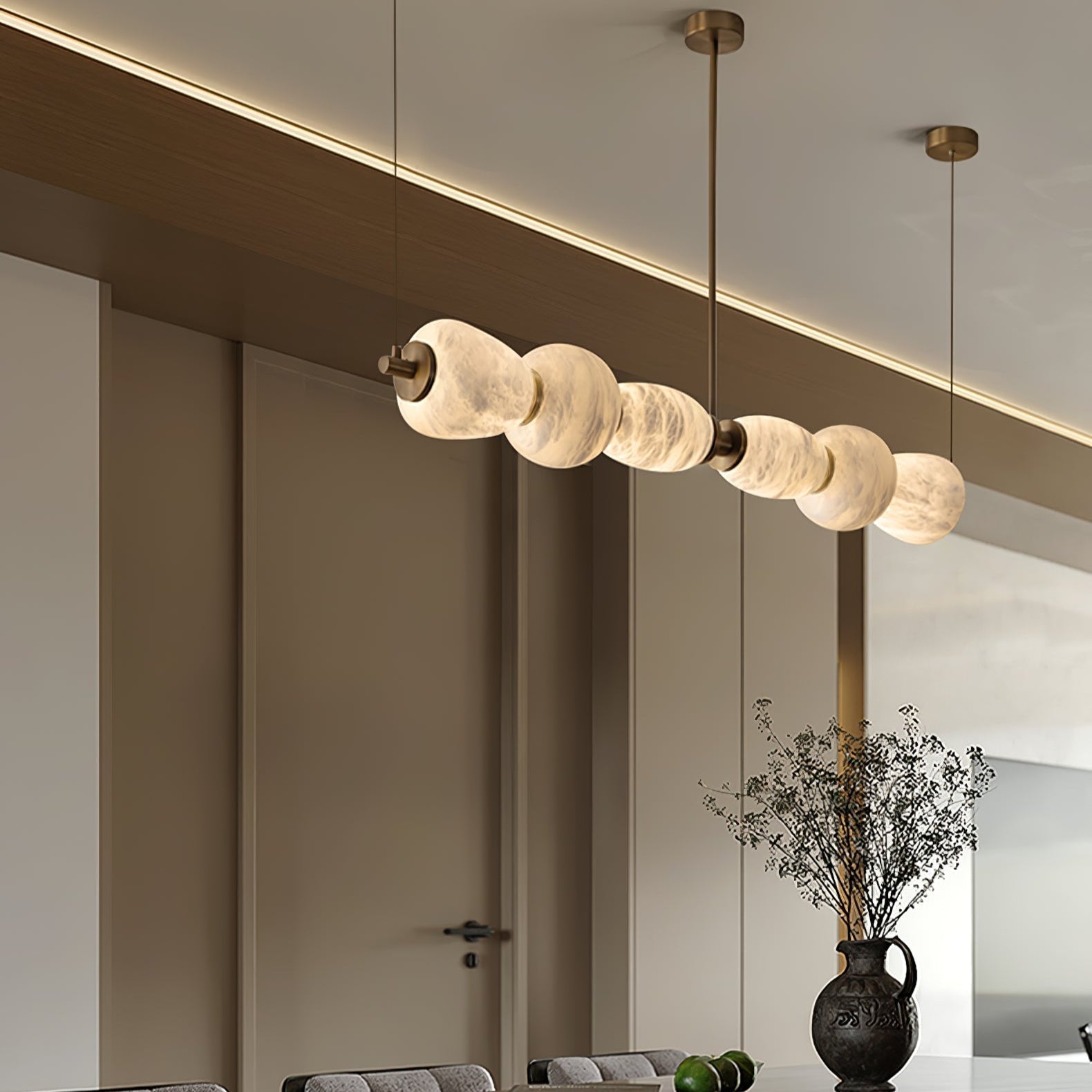 Suspension Linéaire En Albâtre Avec Éclairage LED Intégré