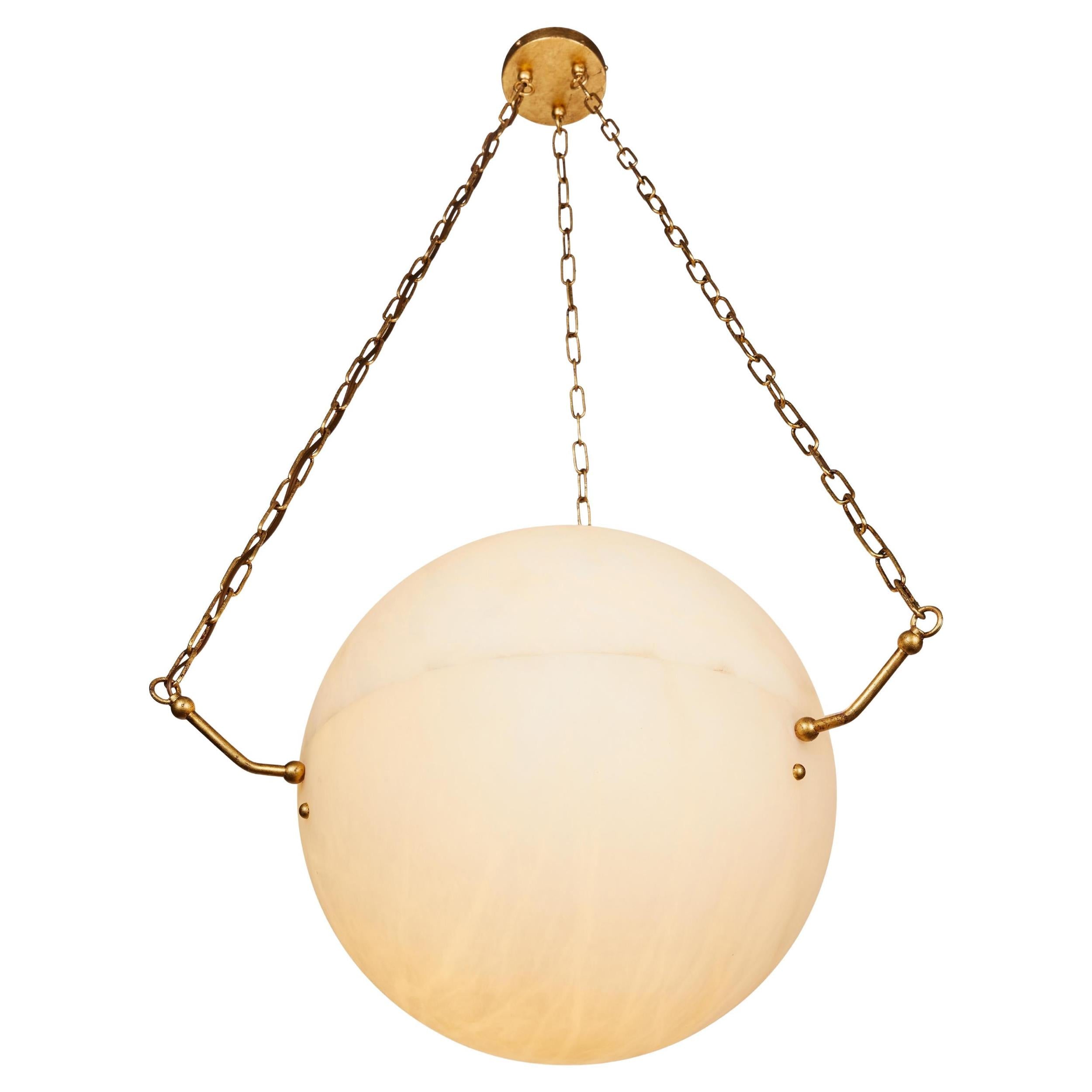 Minimalist Alabaster Pendant Light With Copper Finish