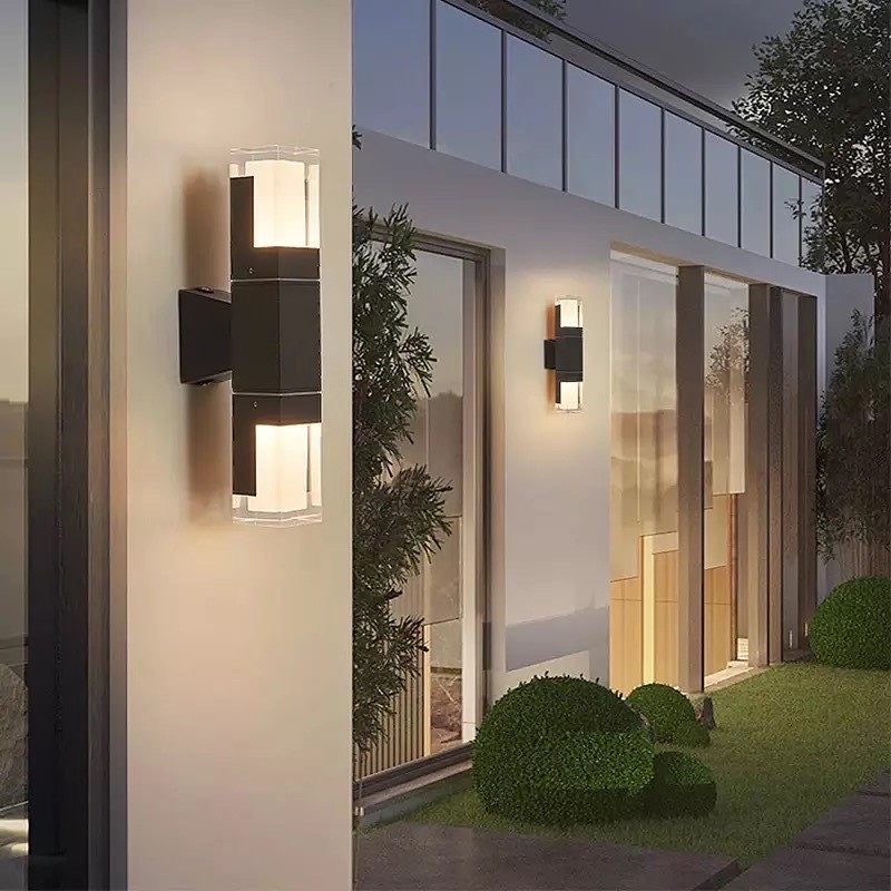 Rectangular Double Head Metal Outdoor Wall Light IP65 Rated