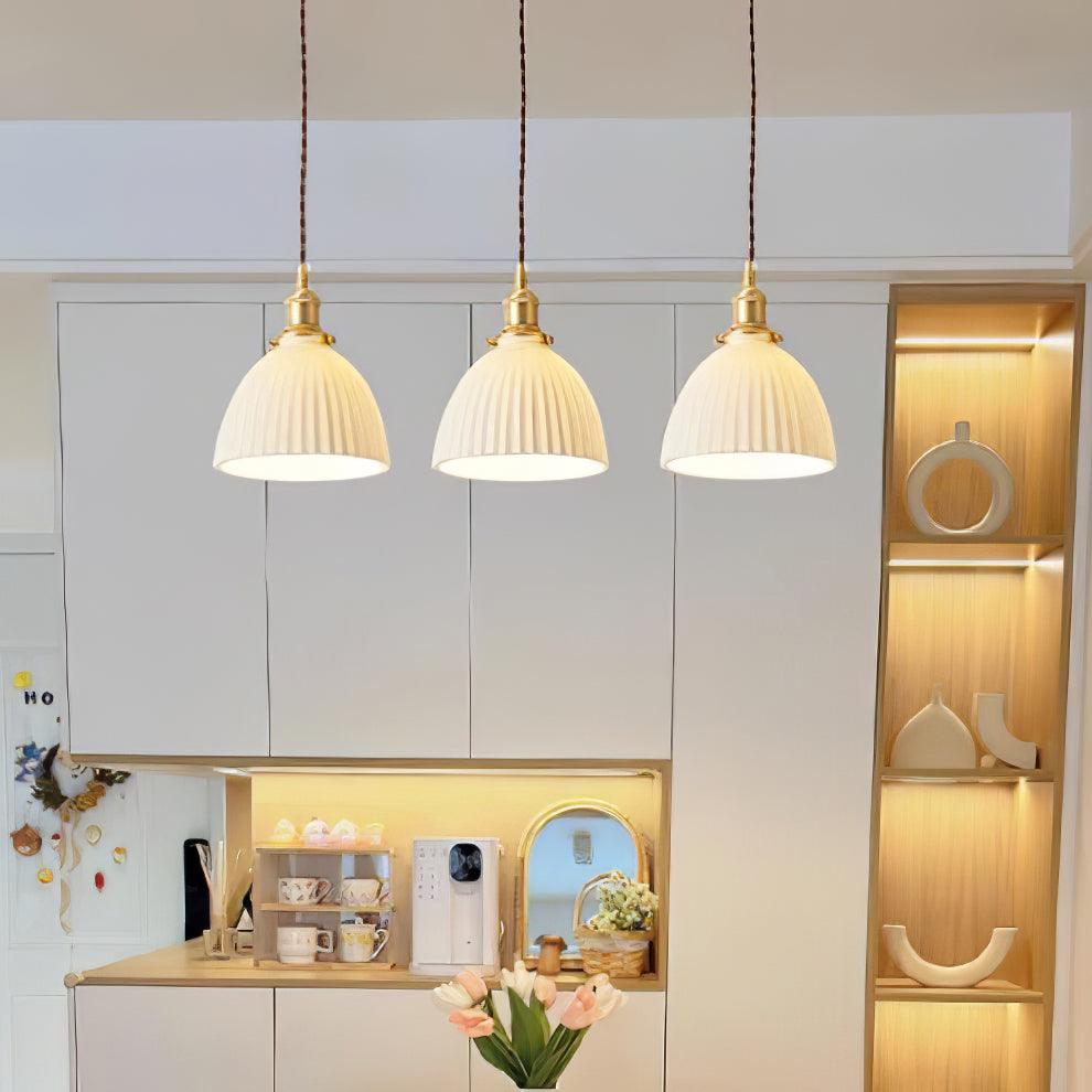 Vintage Glass Pendant Light With Ceramic Shade For Soft Glow