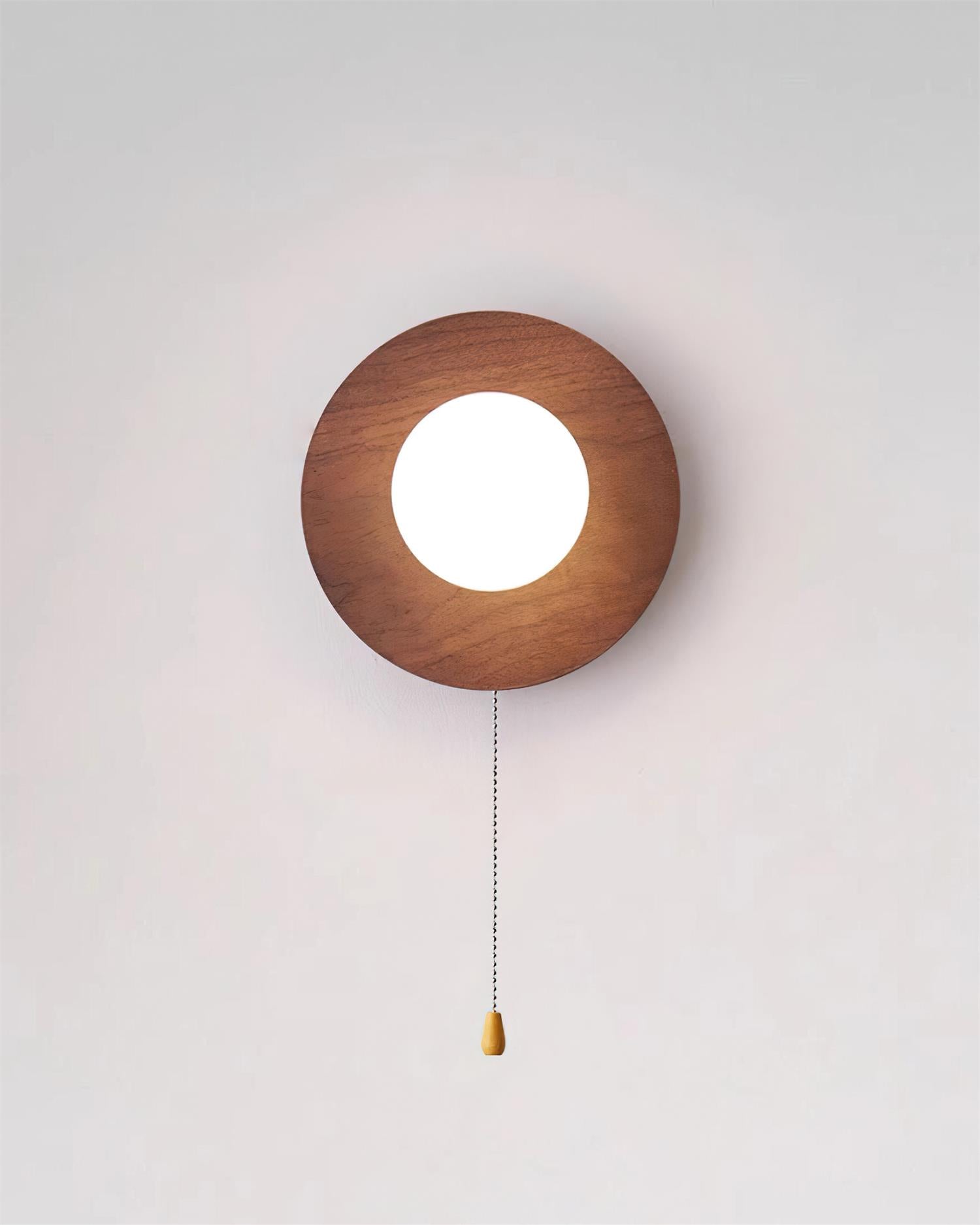 Walnut Wood Wall Light With Glass Shade G9 Socket Hardwired Damp Rated
