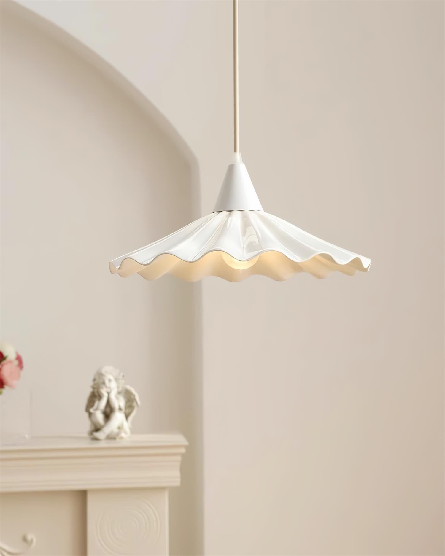 White Ceramic Pendant Light With Ambient Glow