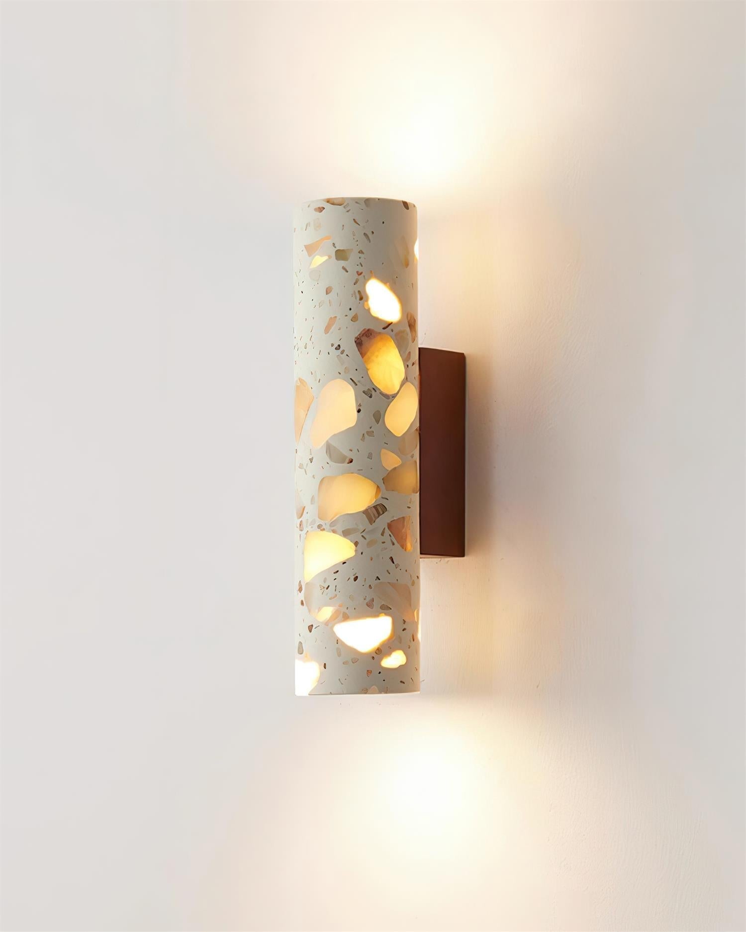 Beige Terrazzo Wall Lamp With Walnut Wood Detail