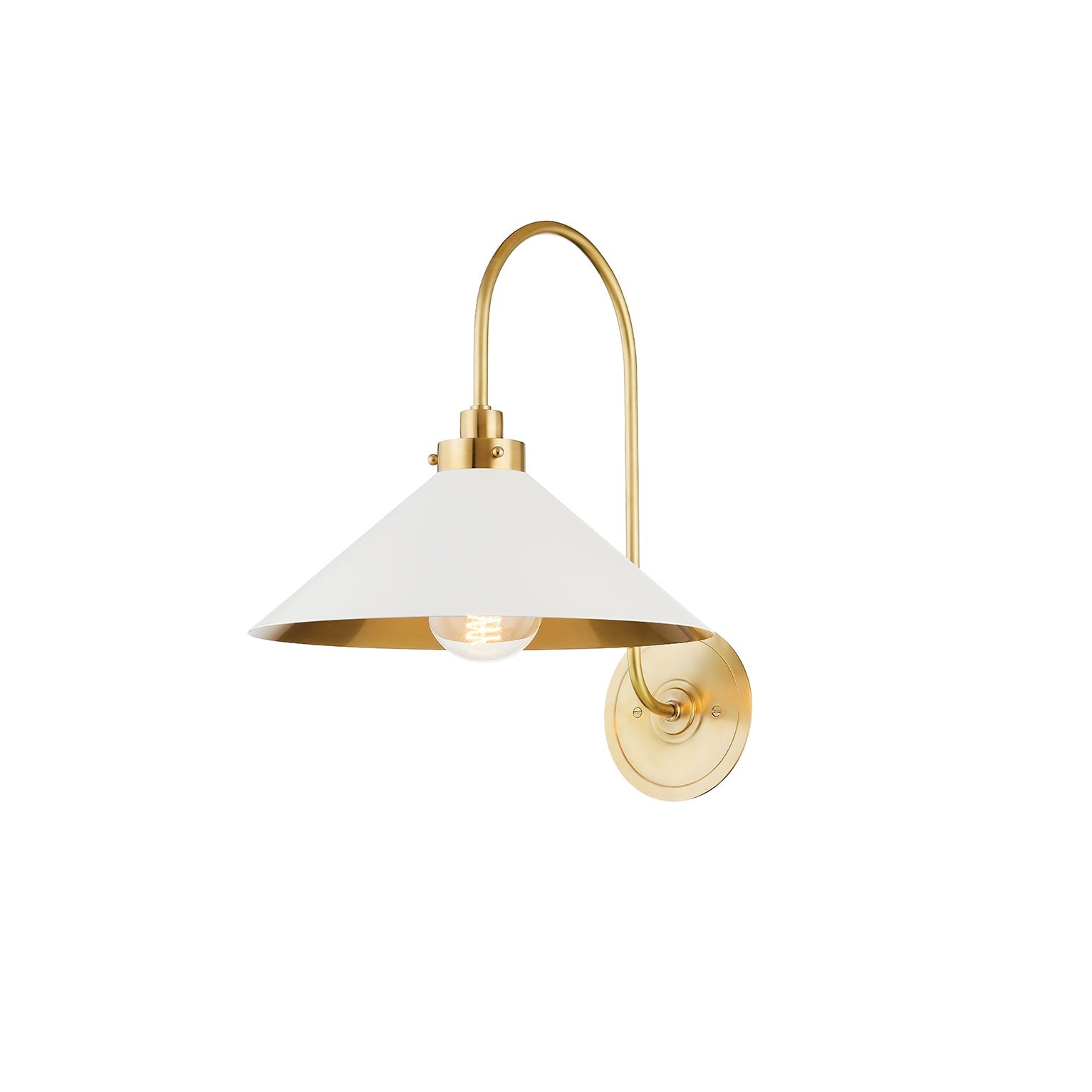 Helena Vintage Brass Wall Light With Conical Shade