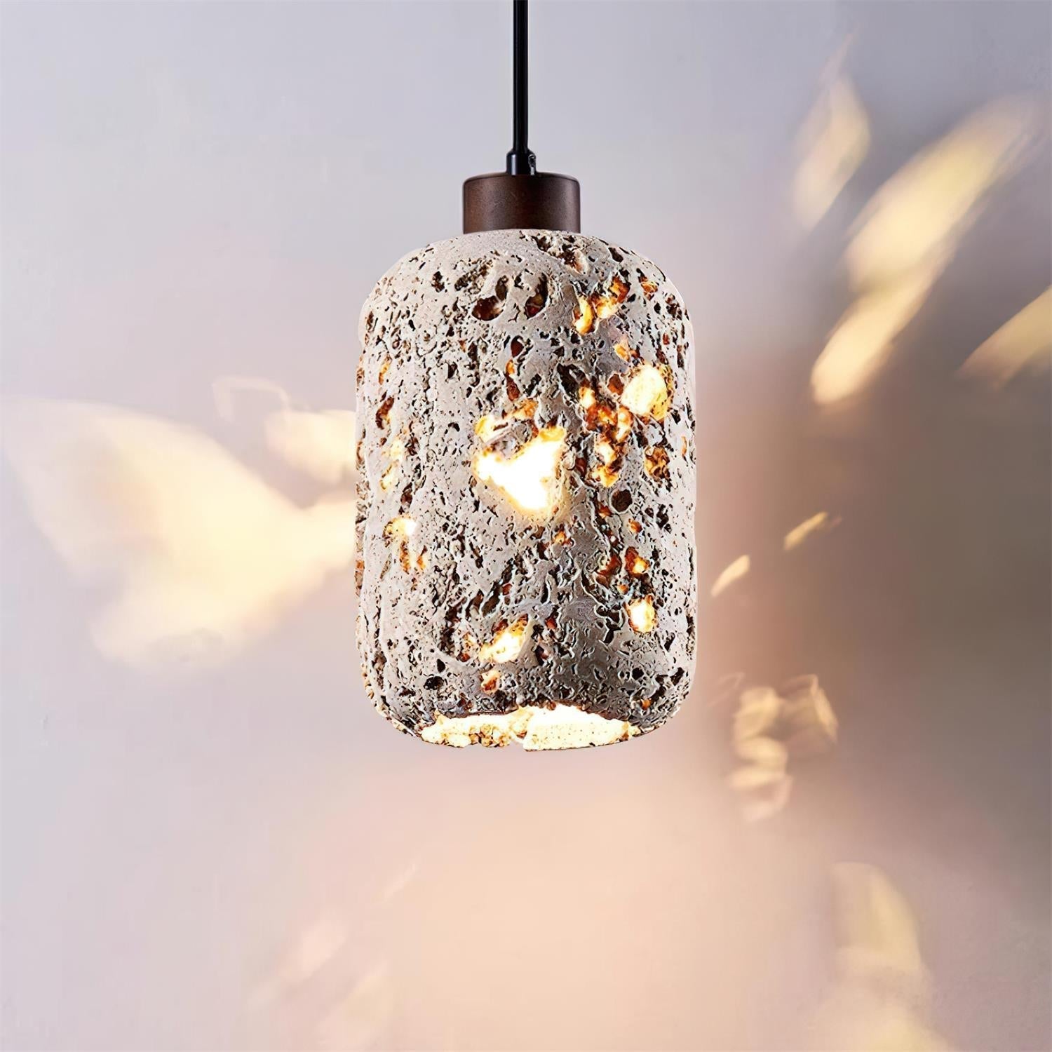 Travertine Shade Pendant Light With Warm Glow