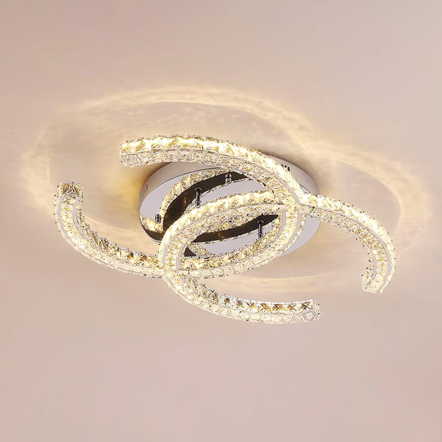 Crystal Ceiling Light Dual C Curves With K9 Crystals