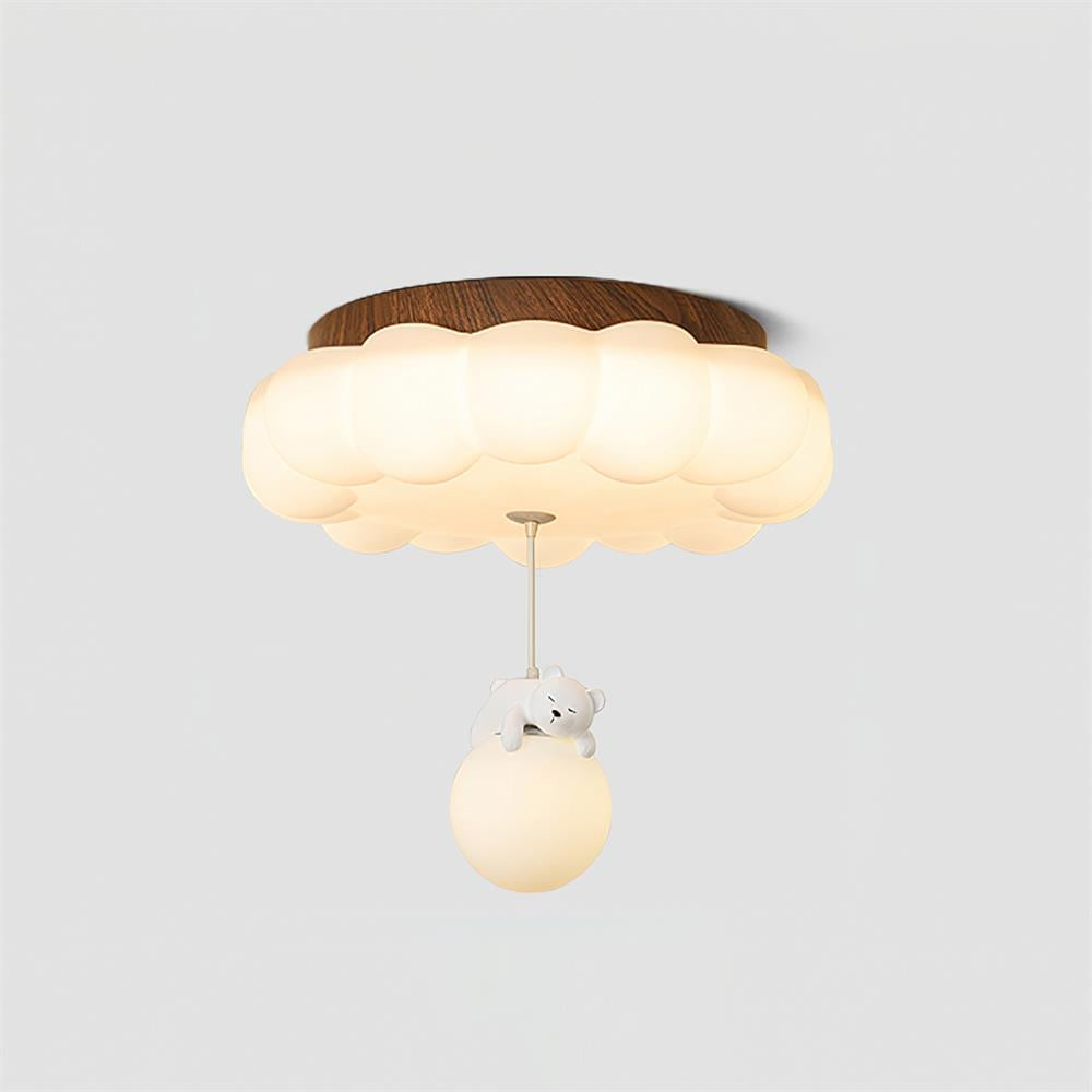 Cloud Bear Ceiling Light For Nursery With Warm Glow Flush Mount