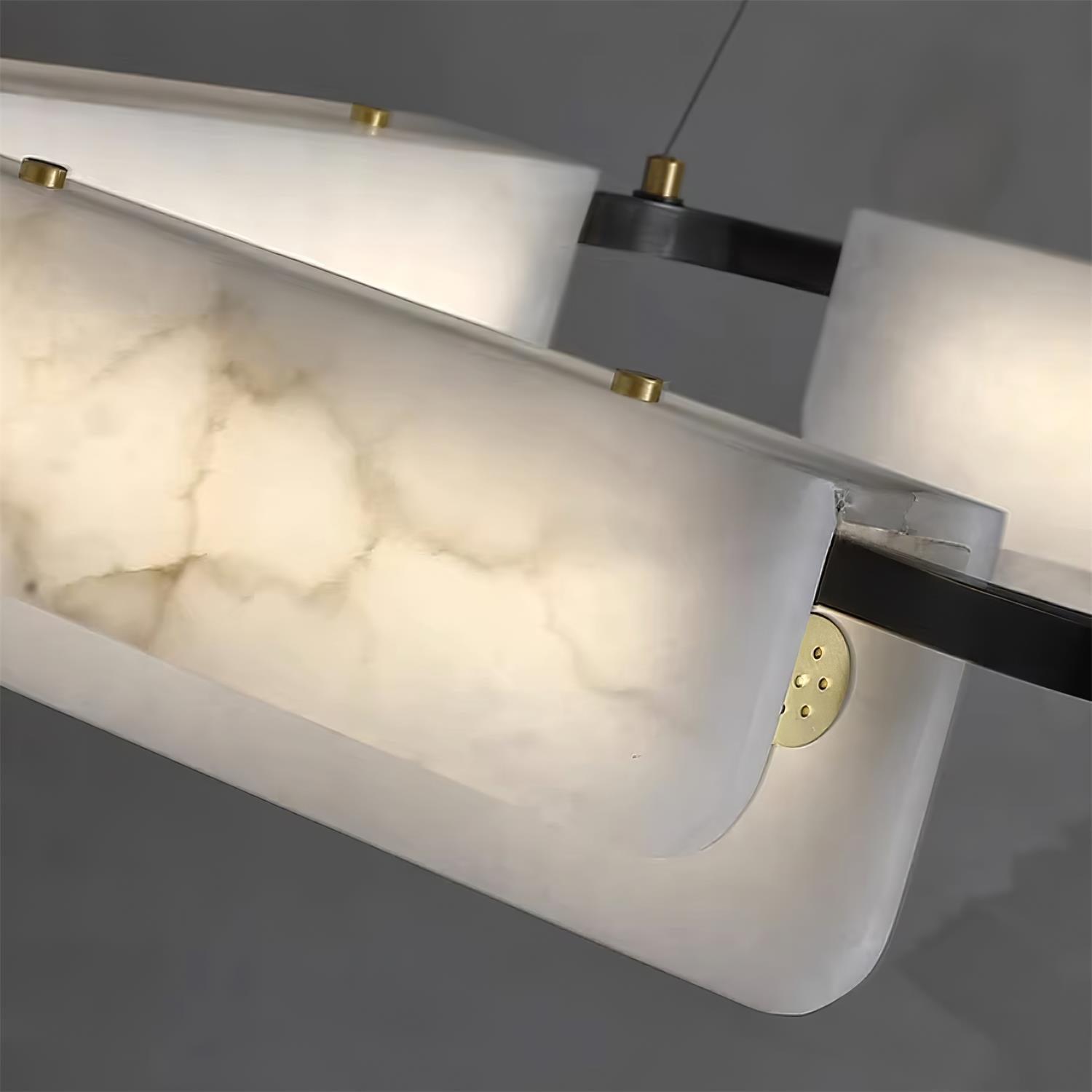 Brass Alabaster Pendant Light With Subtle Warm Glow