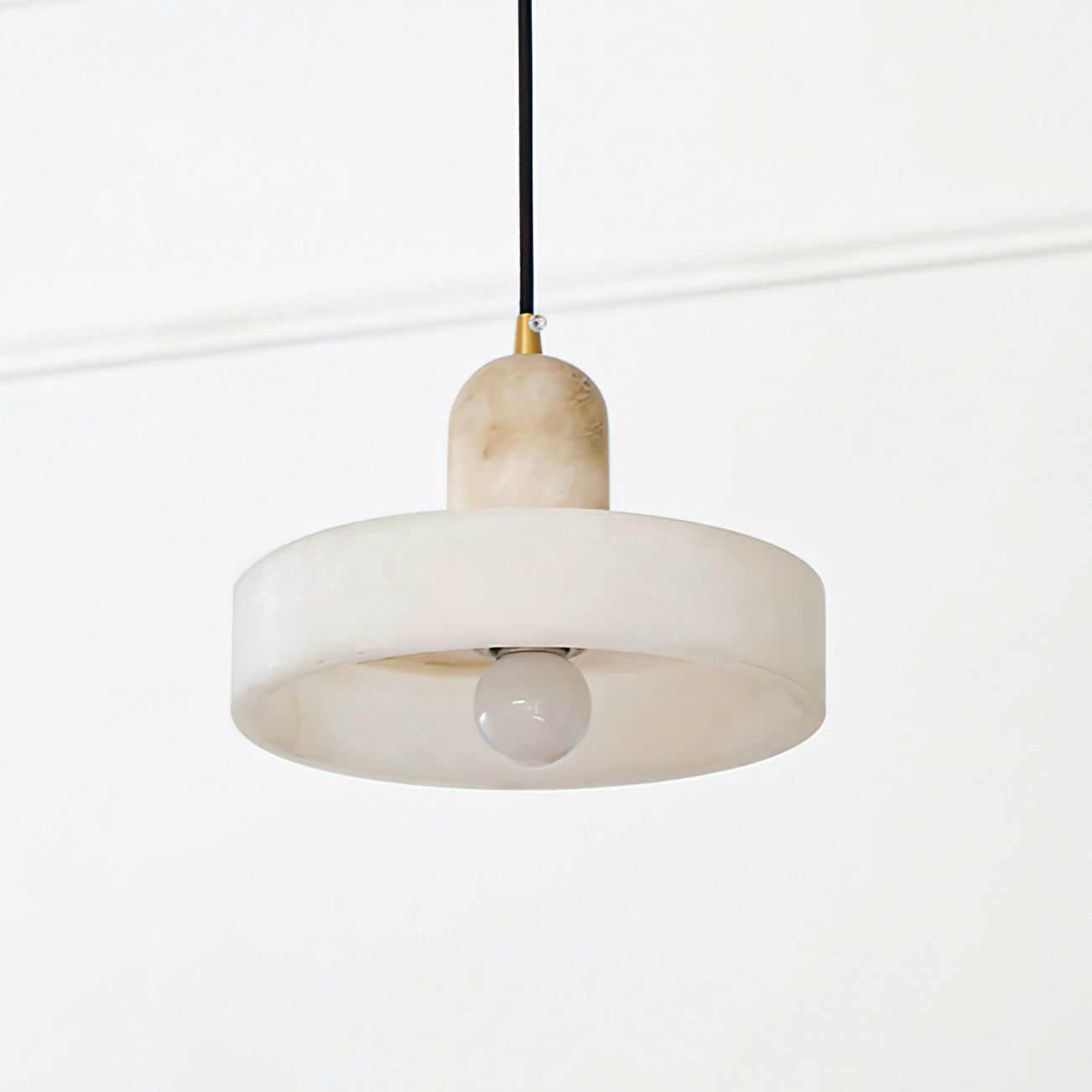 Alabaster Disc Orb Pendant Light Creates Warm Ambience