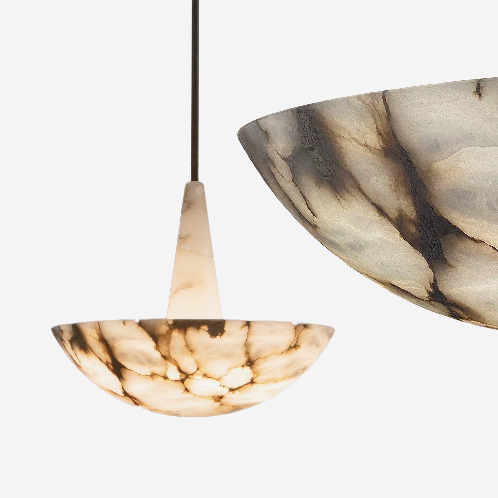 Alabaster Pendant Light With Integrated LED Adjustable Temp