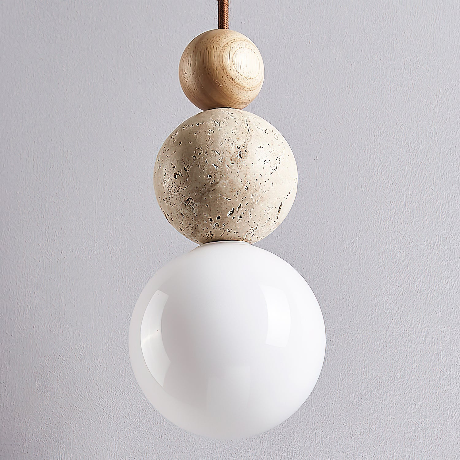 Sphere Cluster Yellow Travertine Pendant Light Warm Glow