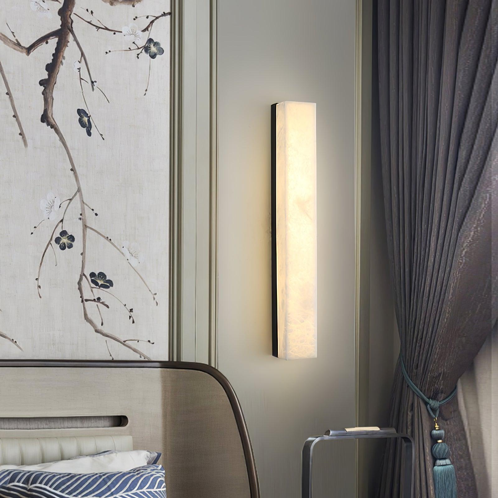 Vertical Brass Alabaster Wall Light