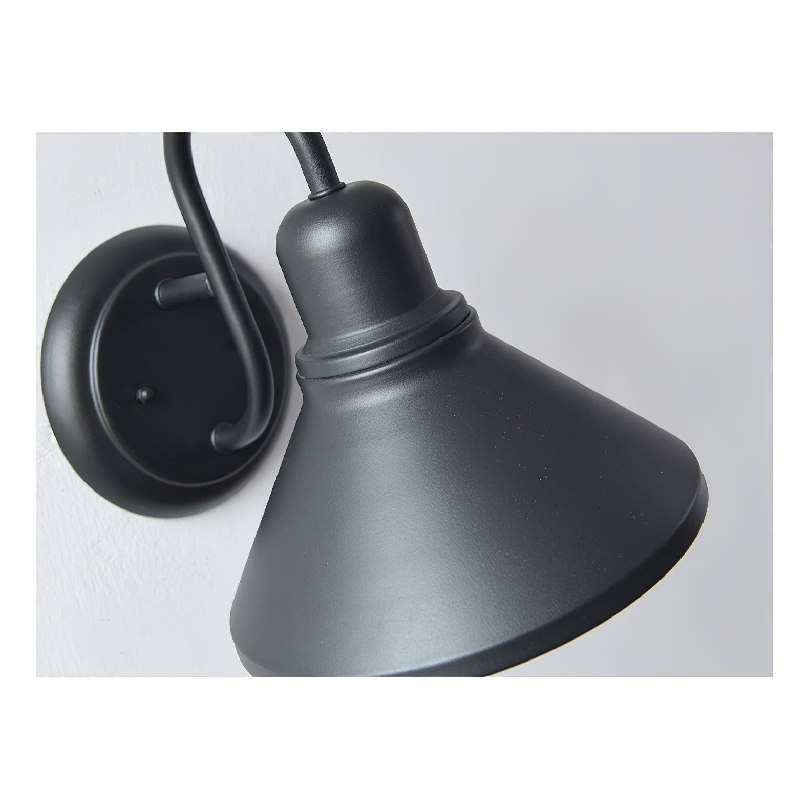 Matte Black Outdoor Cone Shaped Wall Light With Downward Glow