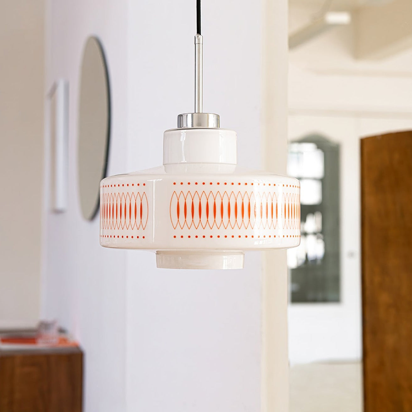 Geometric Mid Century Glass Pendant Light With Warm Glow