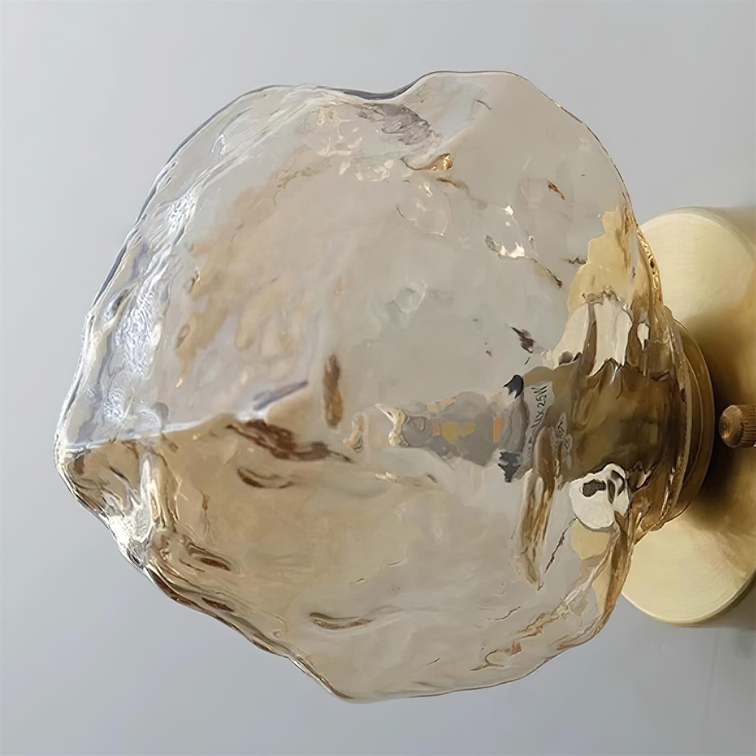 Amber Glass Wall Light With Brass Body G9 Socket Damp Rated