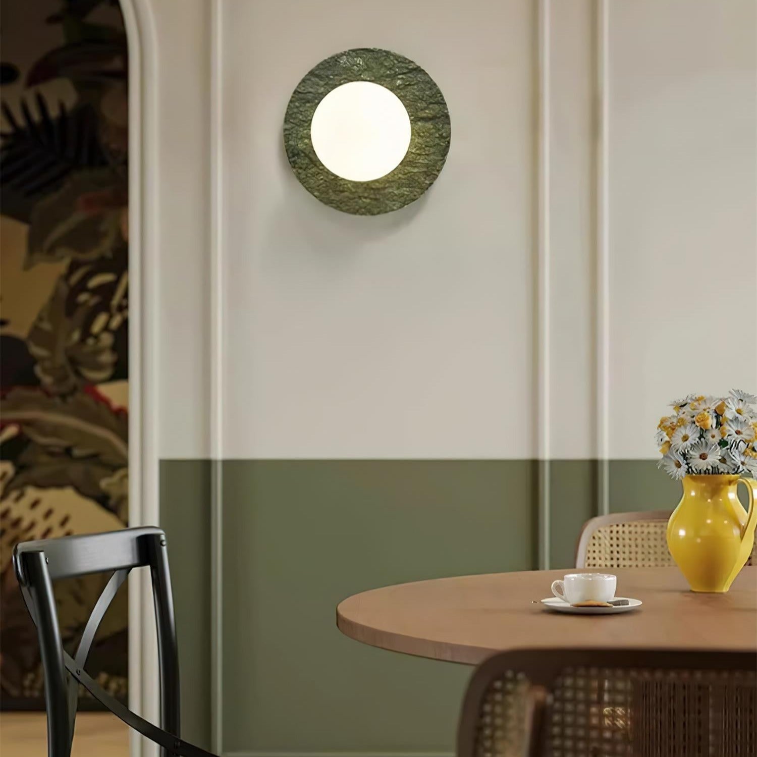 Green Marble Globe Wall Light With Frosted Glass