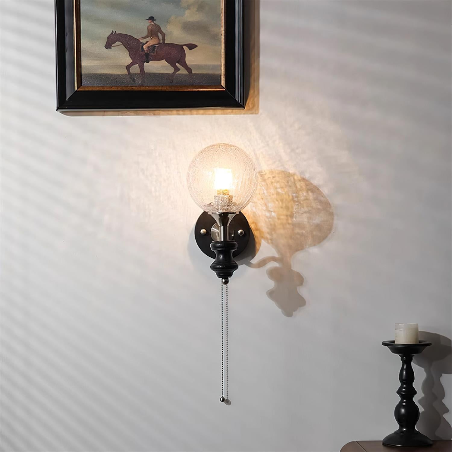 Vintage Frosted Glass Wall Lamp With Wood Body Hardwired Dimmable