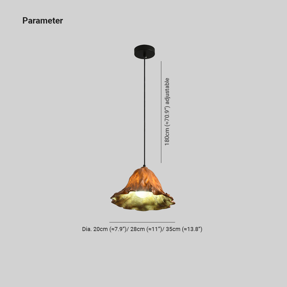 Pendant Light With Resin Lotus Leaf Design For Living Room