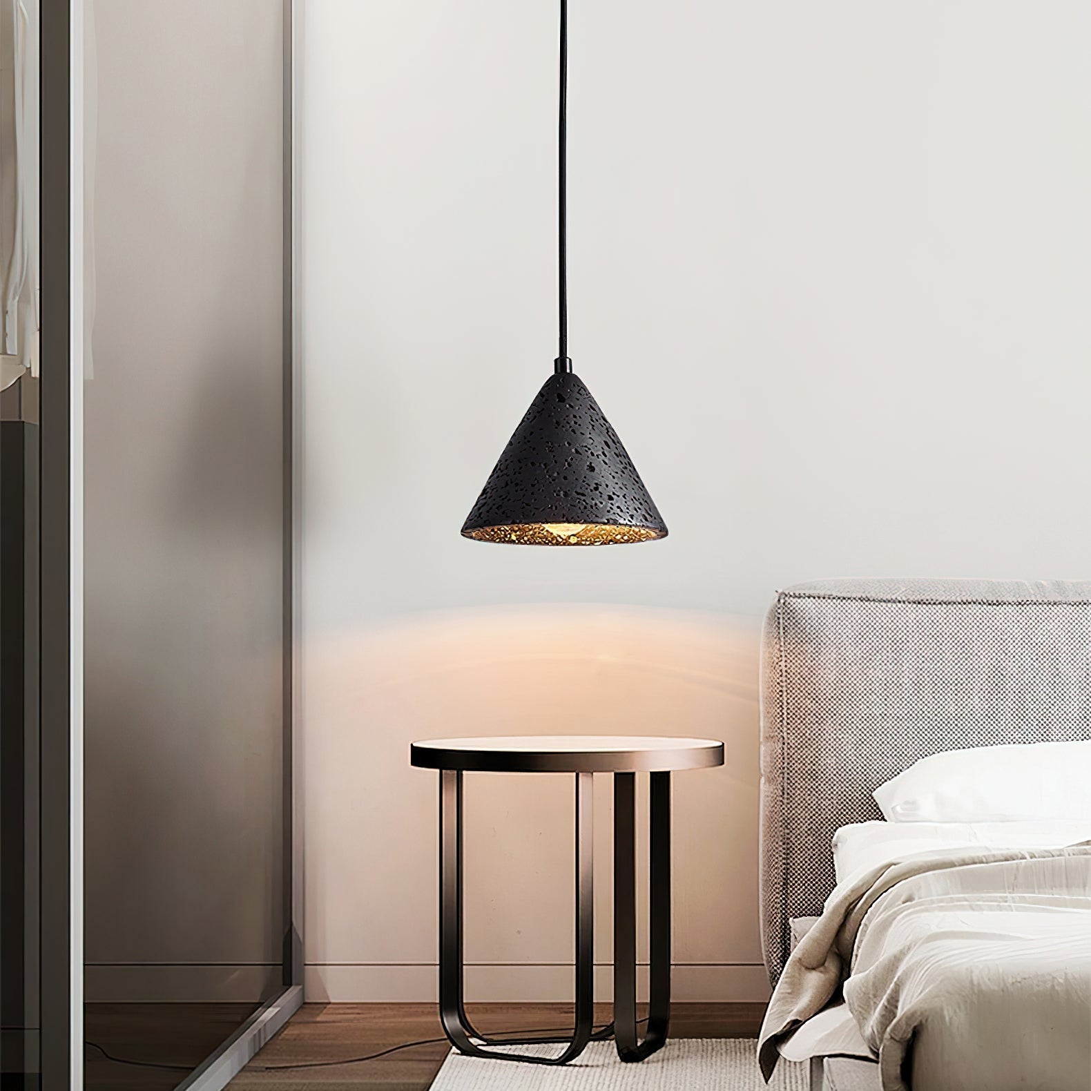 Travertine Dome Pendant Light With Warm Glow