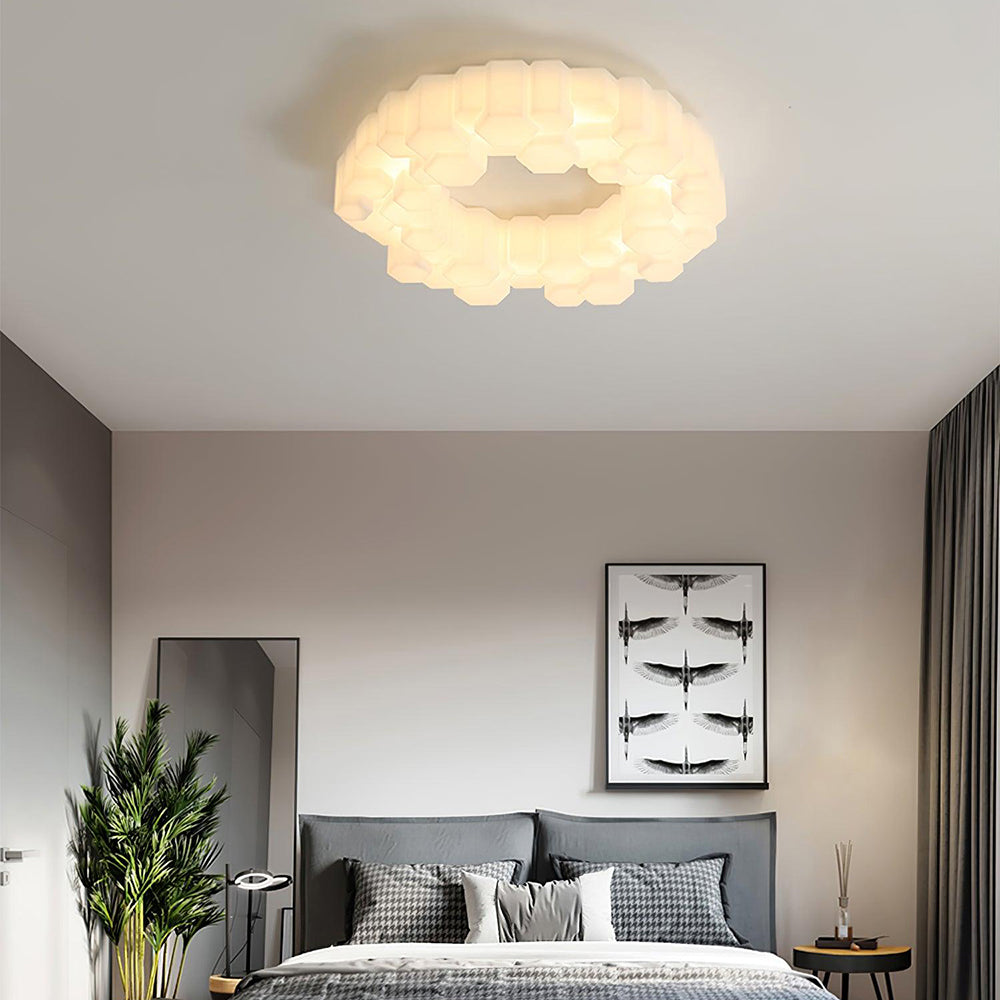 Honeycomb Metal Flush Mount Ceiling Light Warm White