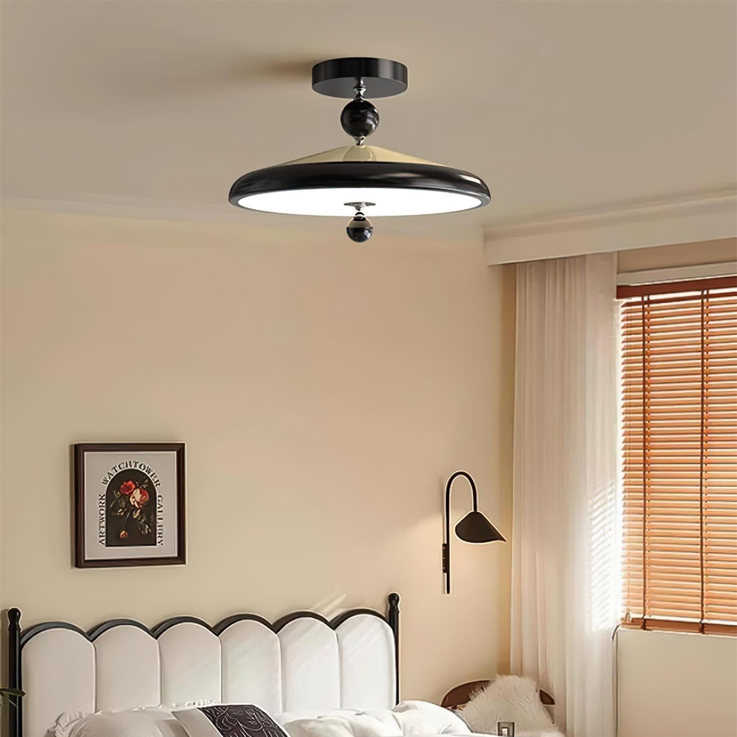 Wooden Frame Round Ceiling Light With Integrated LED 40 Or 50 cm