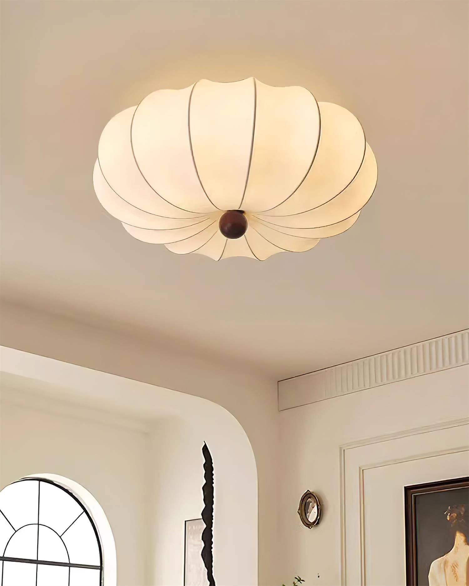 LumiNest Dimmable Flush Mount Ceiling Light With Fabric Shade