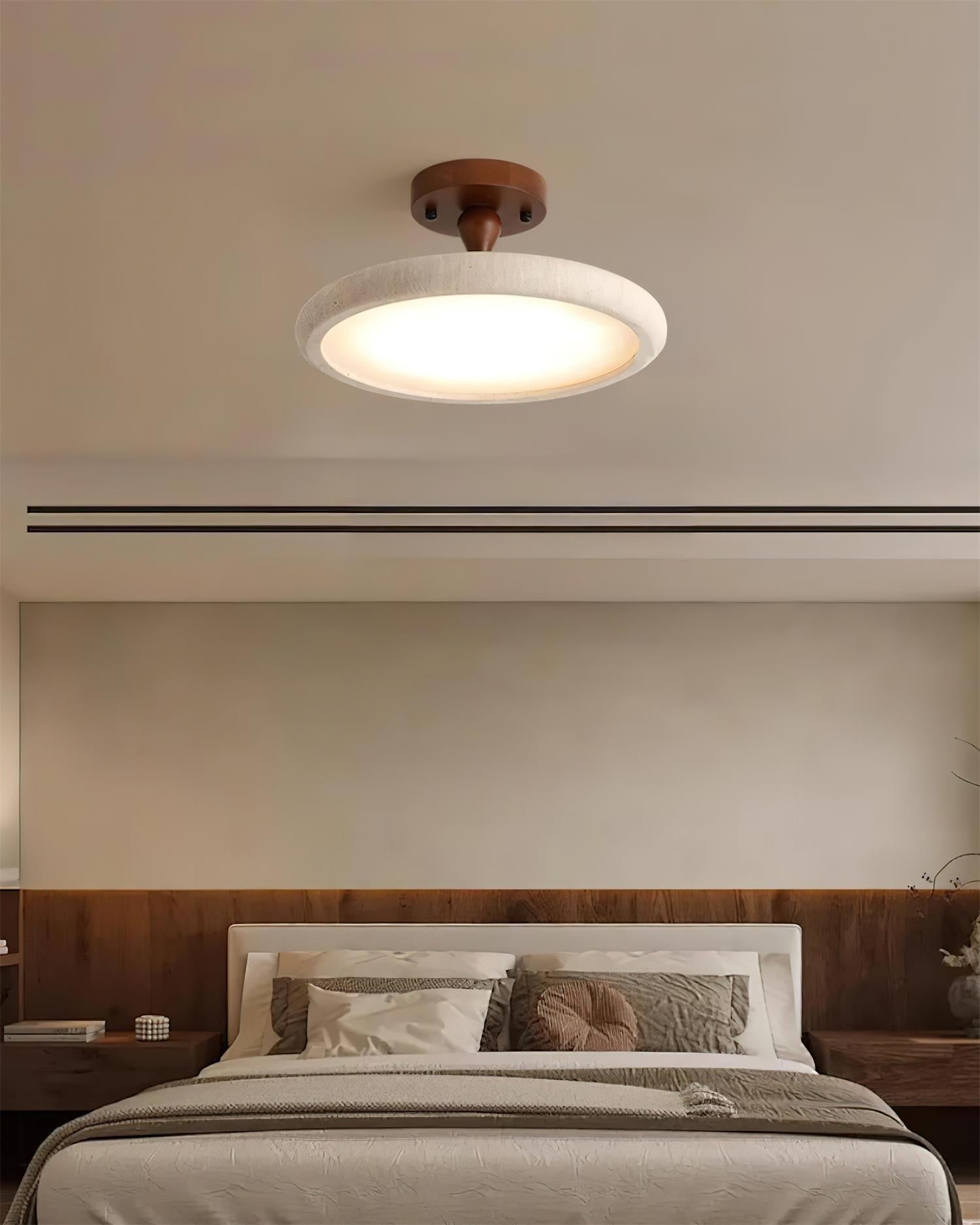 Travertine Semi Flush Ceiling Light With Warm White LED