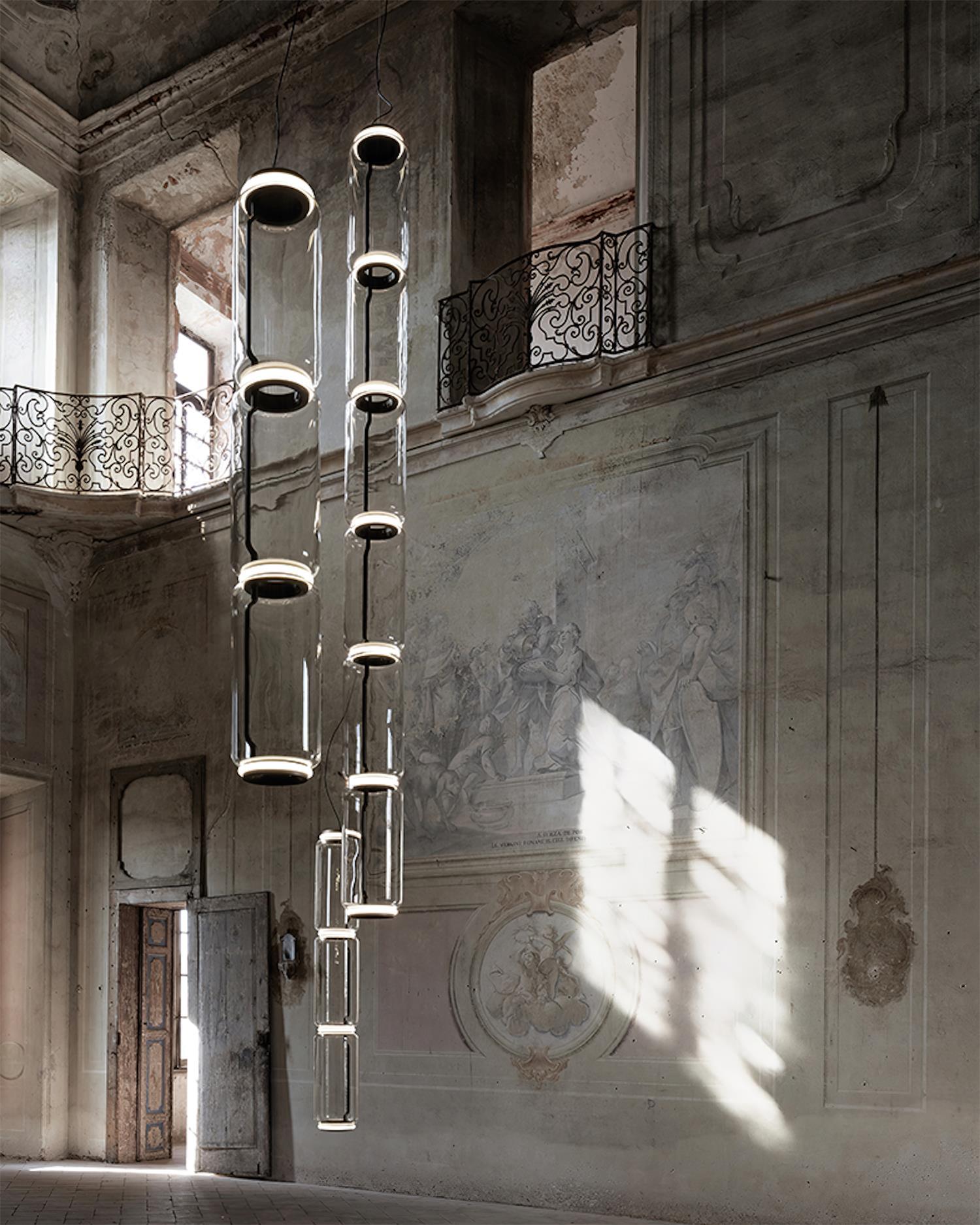 Layered Glass Cylinder Pendant Light With Ambient Glow