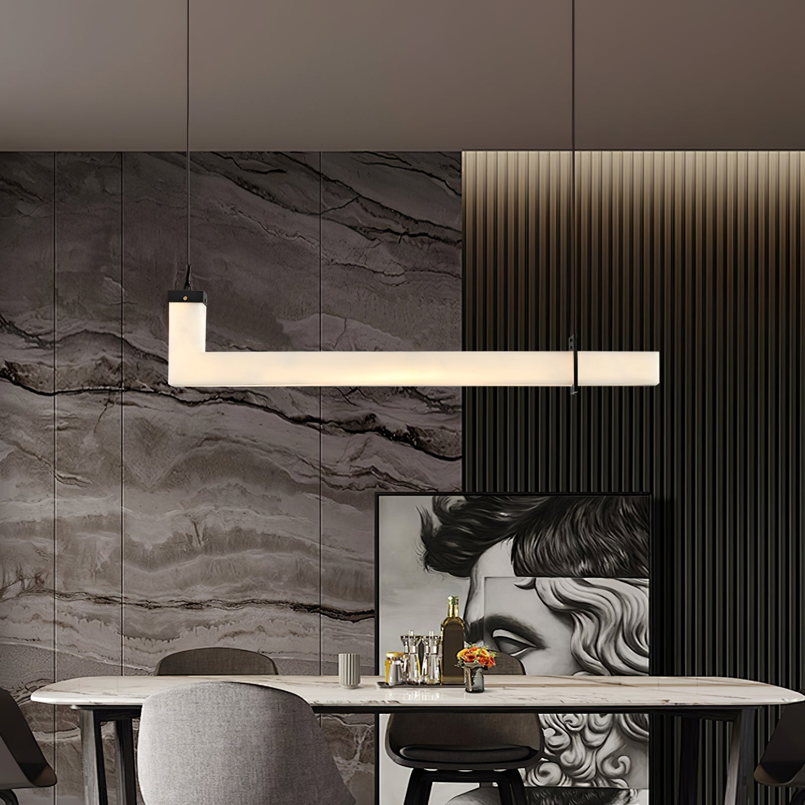 Alabaster Pendant Light With Adjustable Color Temperature