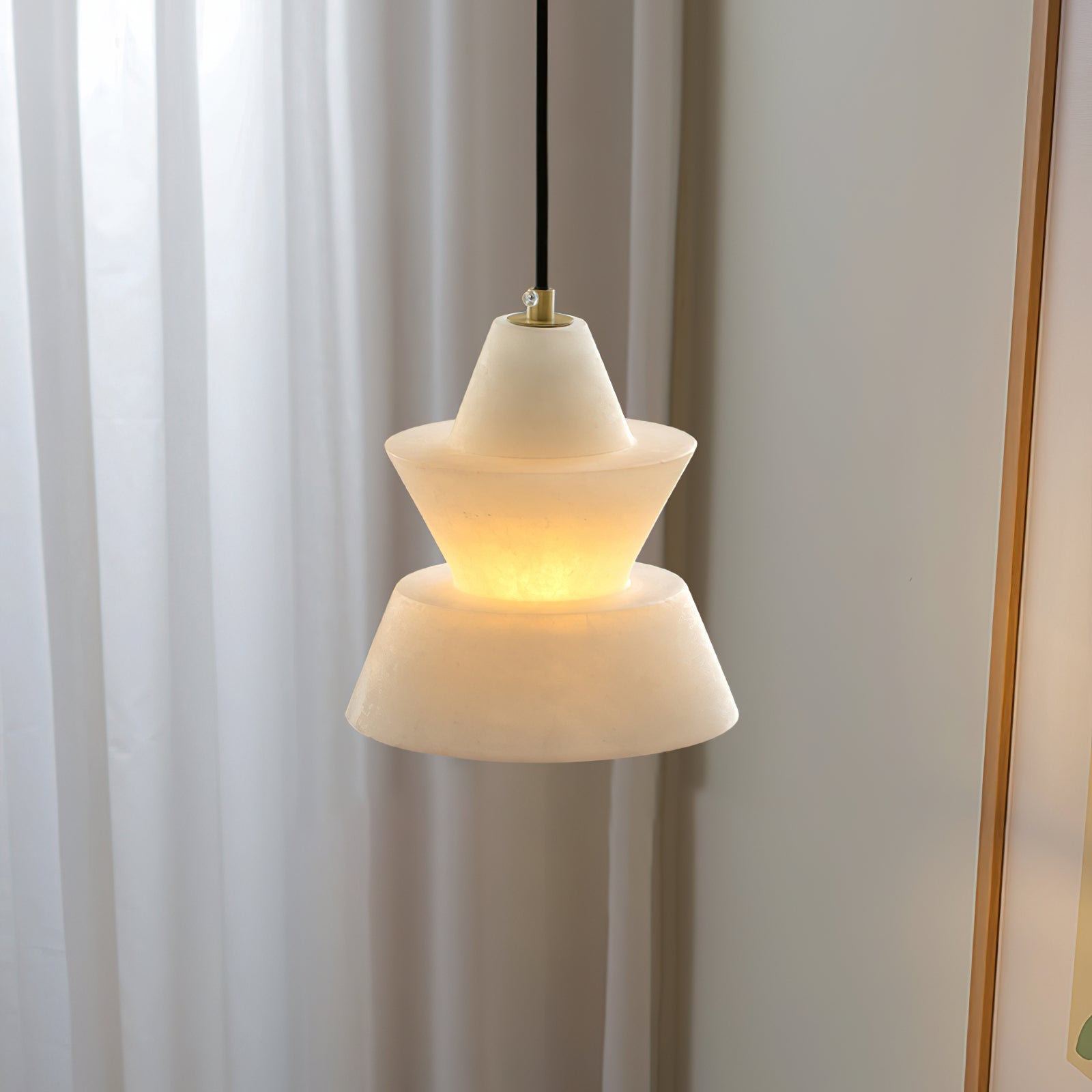 Alabaster Three Layer Pendant Light With Warm Glow