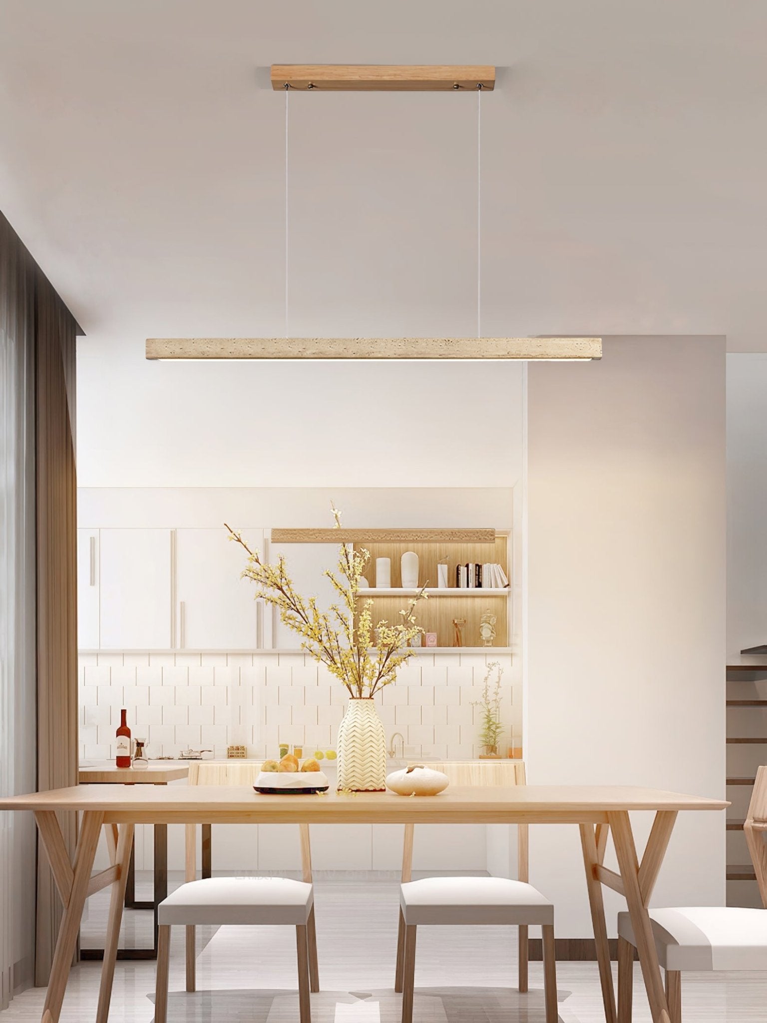 Travertine Linear Pendant Light With Adjustable Temperatures