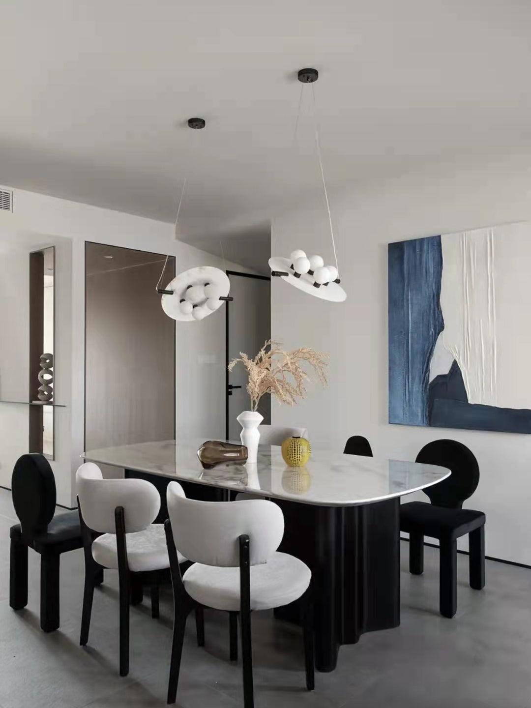 Disc Shaped Glass Alabaster Pendant Light Soft Glow