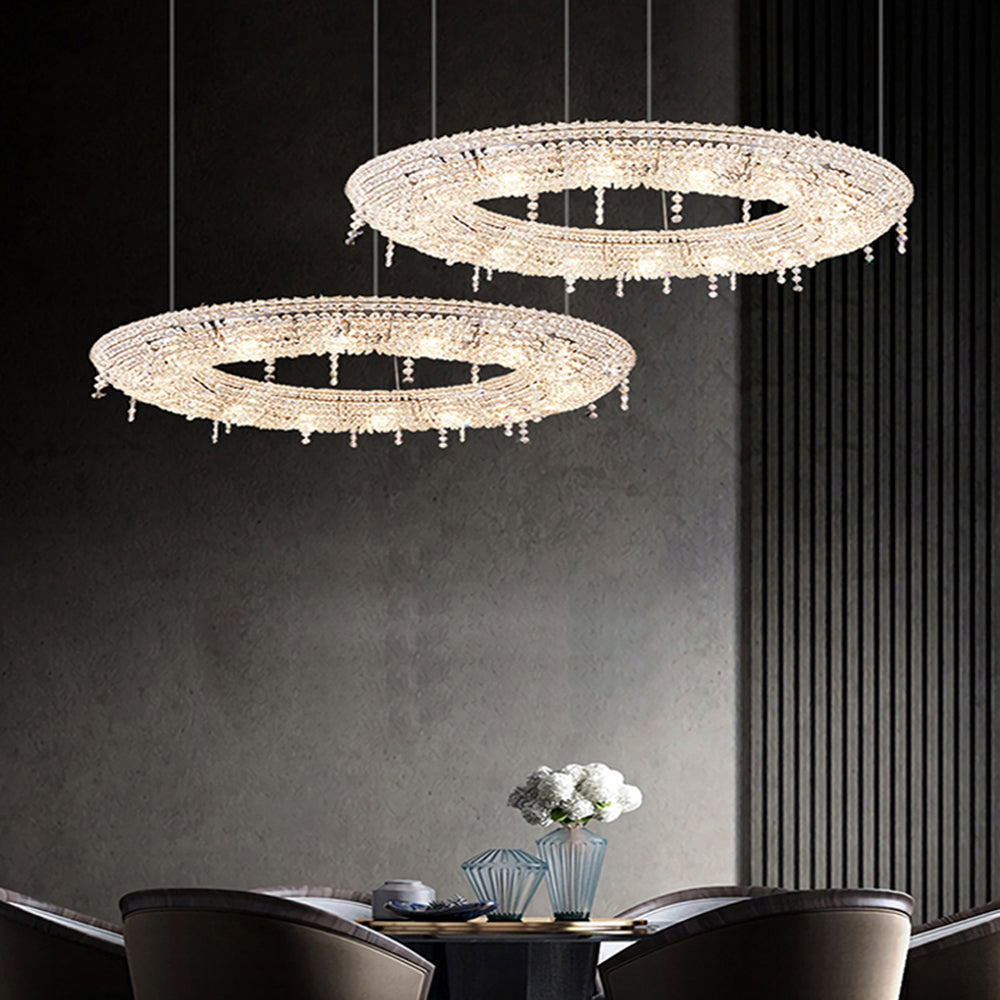 Round Crystal Ring Pendant Light for Living Room Ambience