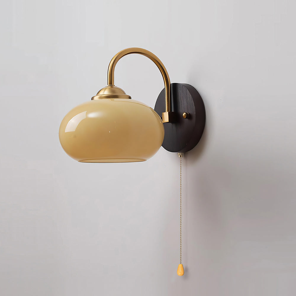 Arched Arm Wall Lamp With Glass Dome Shade Vintage Modern Look