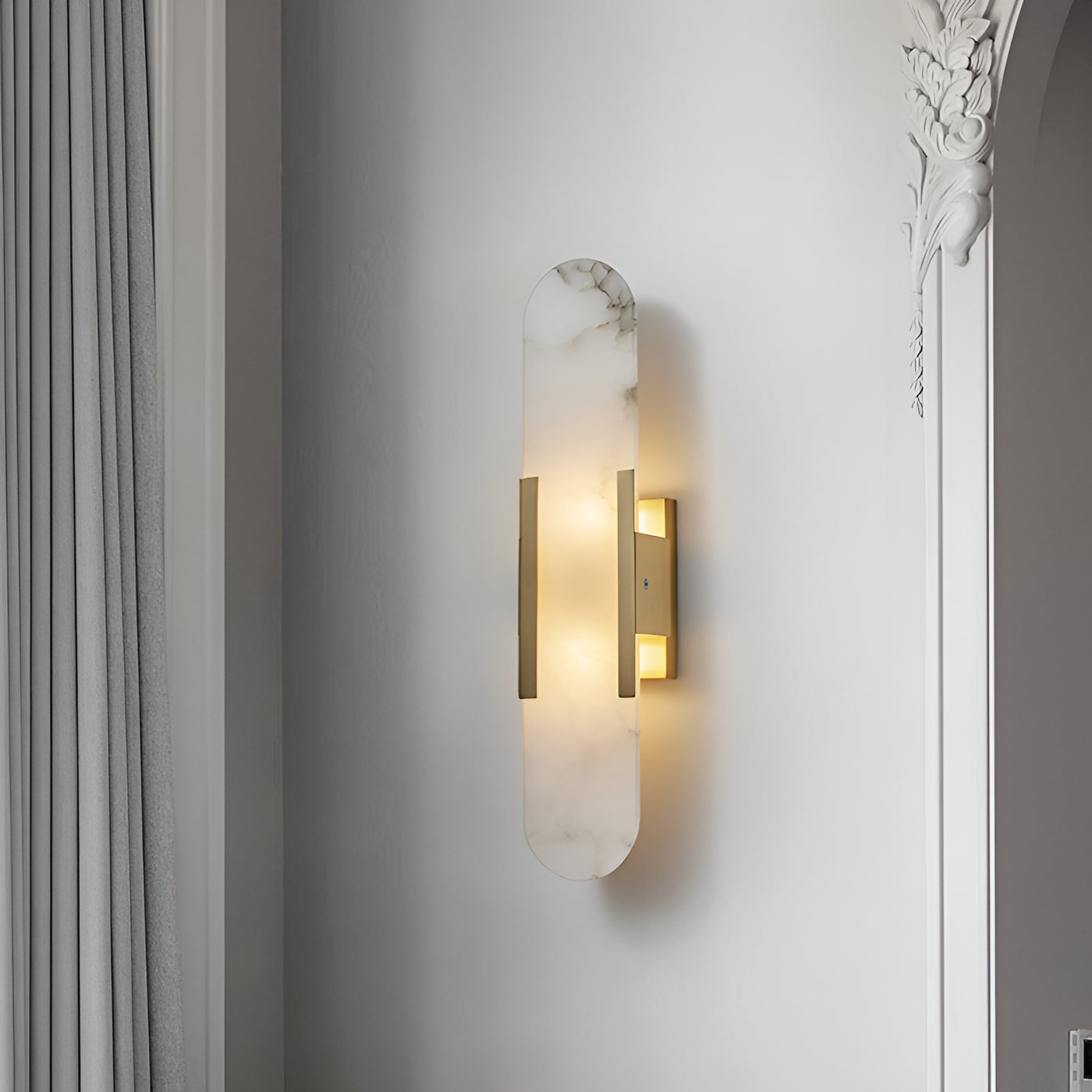 Elongated Alabaster Wall Light With Warm Glow
