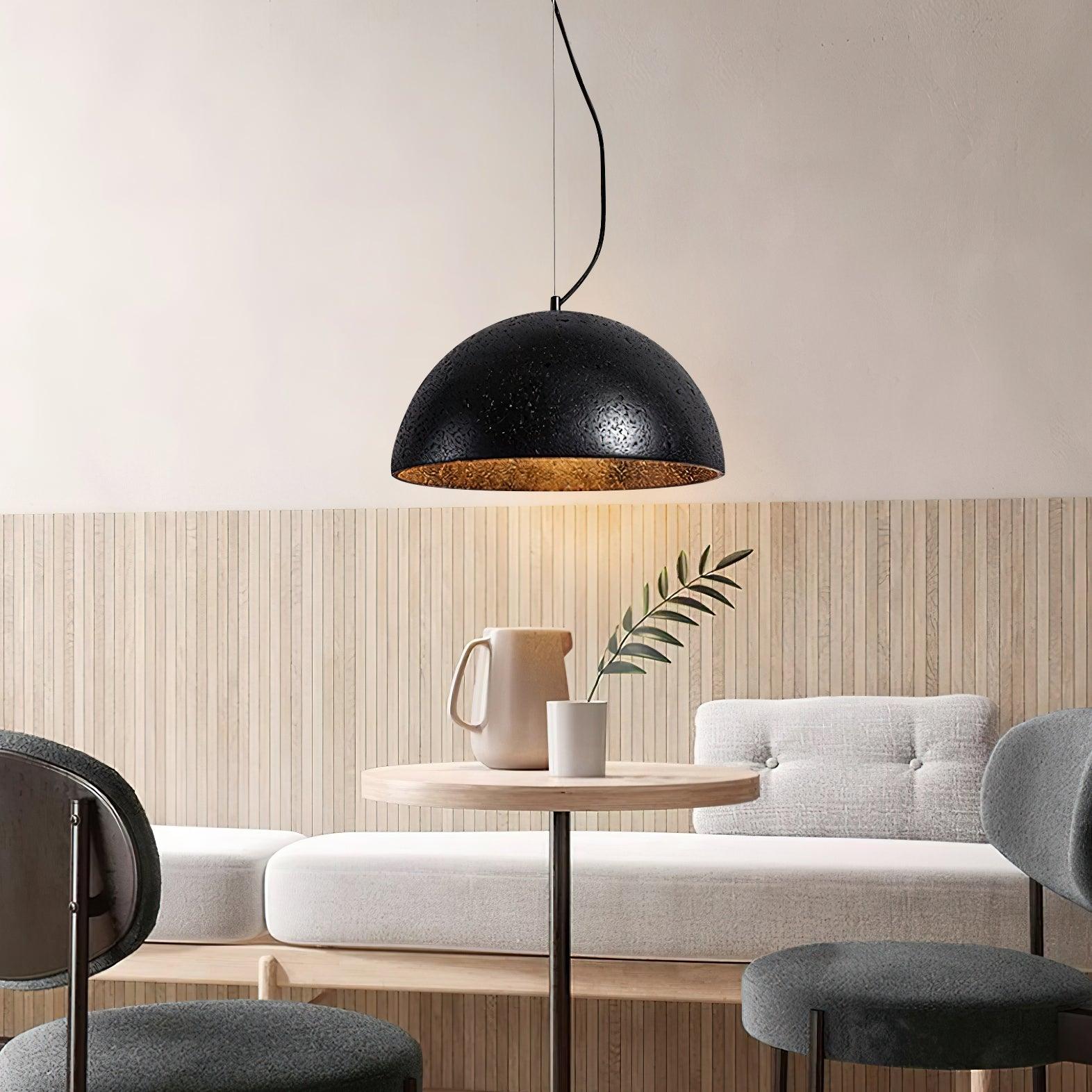 Yellow Travertine Dome Pendant Light For Warm Ambience
