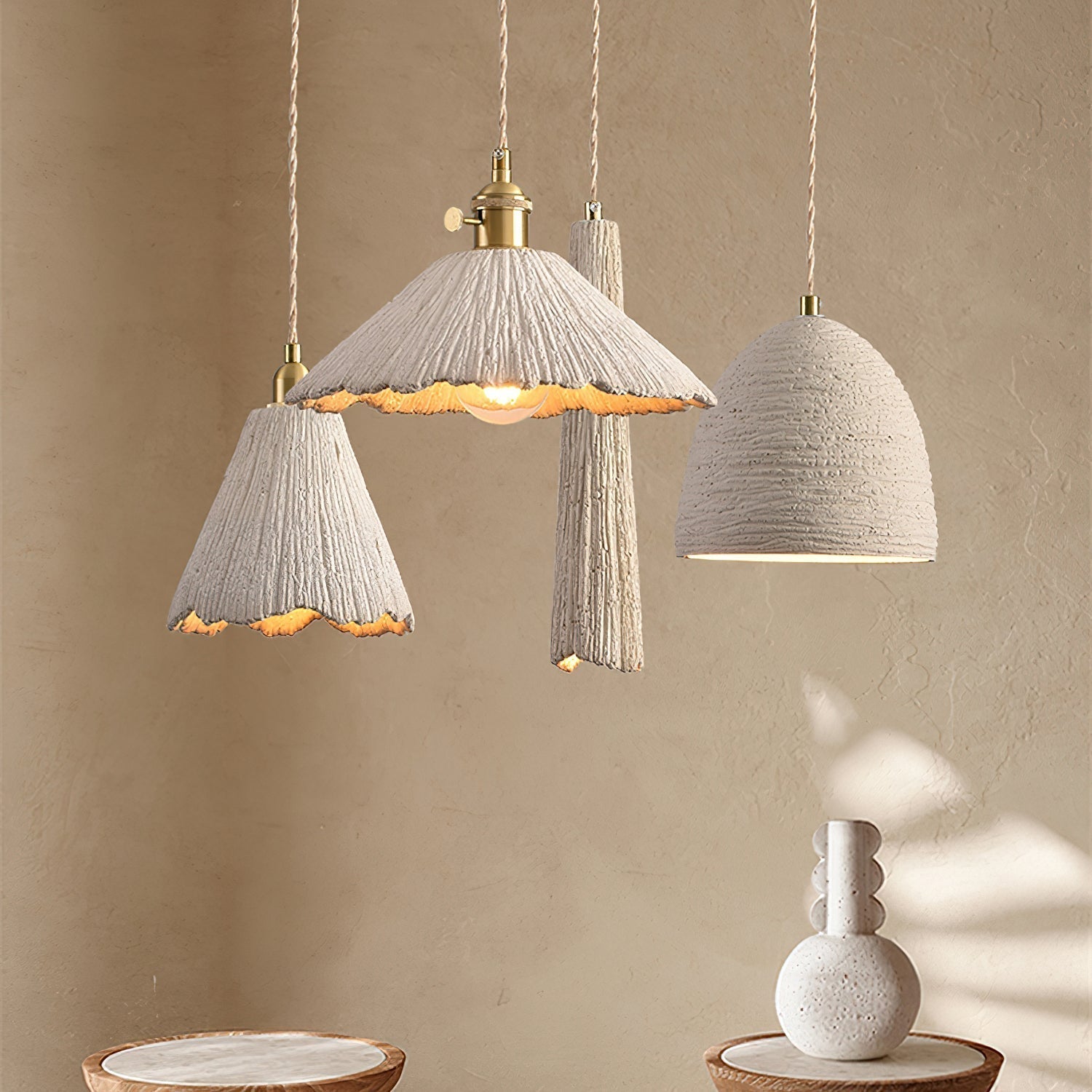 Textured Cement Pendant Light For Warm Ambiance