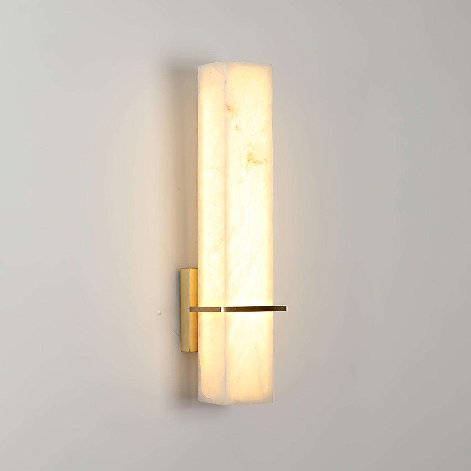 White Alabaster Brass Wall Light Modern Cuboid