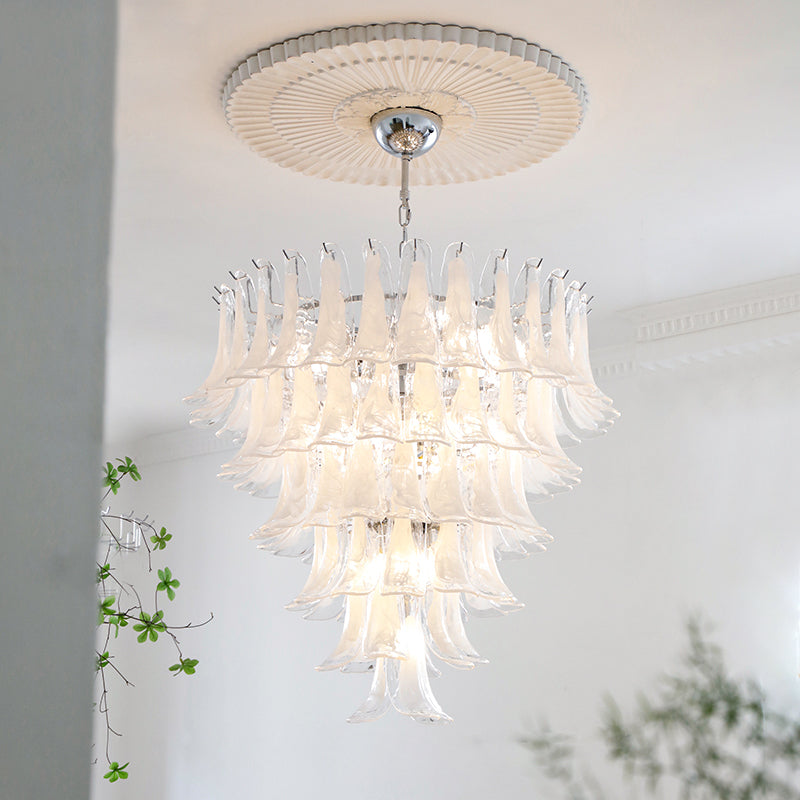 Murano Glass Layered Chandelier With Handformed Petals