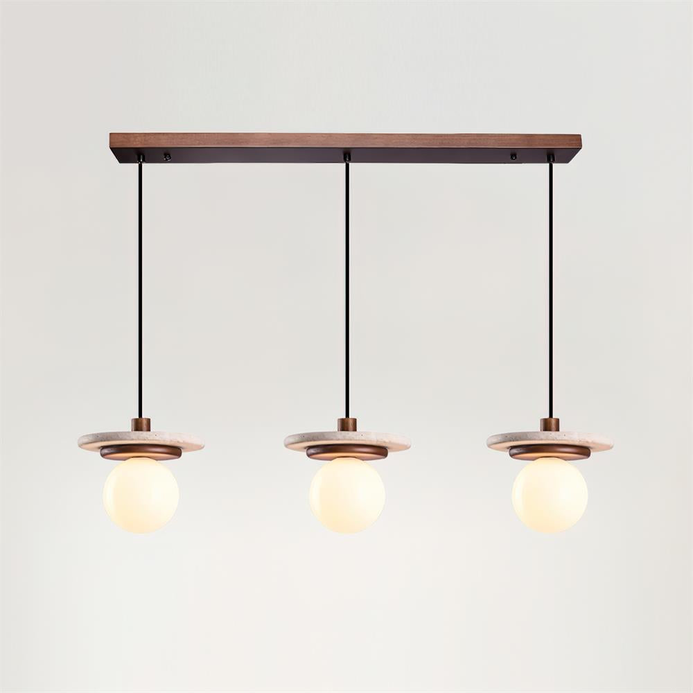 Walnut Wood Glass Globe Pendant Light For Ambience