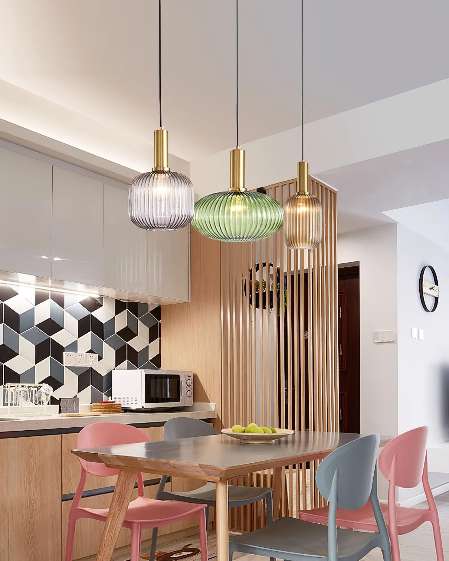Elara Glass Ribbed Pendant Light Delivers Soft Glow