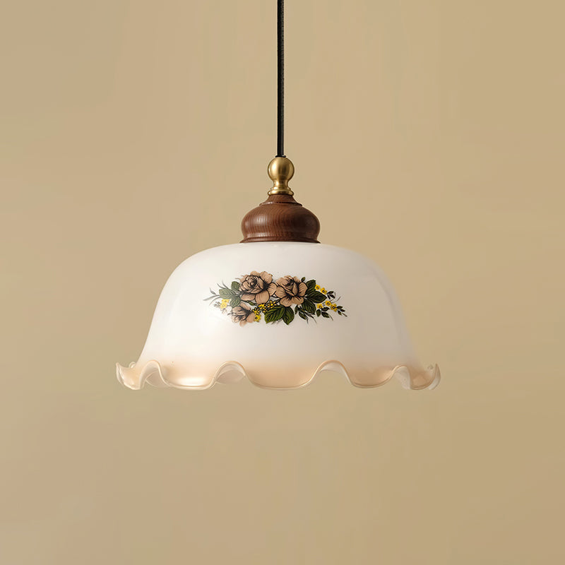 Vintage Floral Glass Pendant Light For Warm Ambient Glow